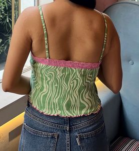Green Zebra Lace Trim Cami