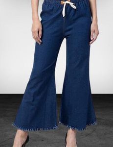 Denim Flare Cropped Pants