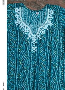Teal Bandhani Kurti with Embroidery Size Xl