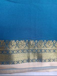 Peacock Blue Saree With Blouse