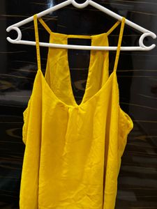 Yellow Spaghetti Strap Layered Tank