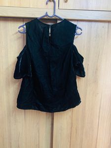 Primark Super Pretty Black Velvet Top Embroid
