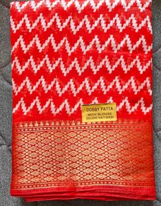 Red & White Patterned Saree