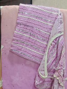 Pink Floral Cotton Saree with Blouse