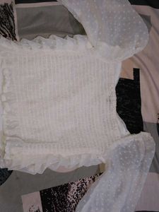 White Polka Dot Top