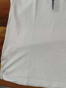 Indian Men White Printed Collat Cotton Polo Tshirt