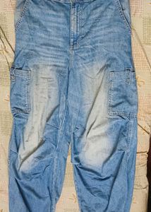Blue Denim parachute pant