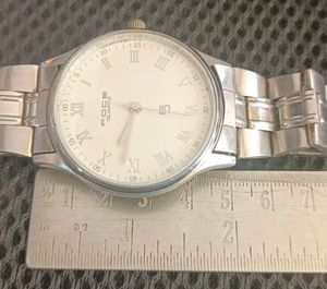 FOCE Quartz Big Dial Watch with Silver Strap.