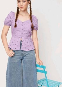 Women Lavender Cut Out Top