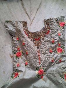 Floral Embroidered Grey Dress