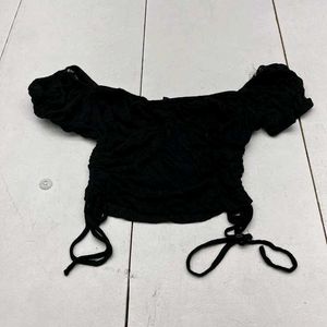 Black Cotton Cottage Crop Top