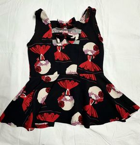 Cute Girl Print Peplum Top