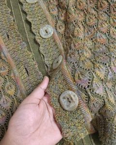 Vintage 70s Thick Cable knit Cardigan sweater