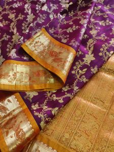 Maroon And Golden Bridal Kanchipuram Silk Saree