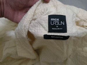 Cream Texture Camp Collar Shirt