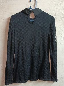 Ladies Fashion Lace Top Layered Black