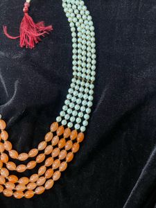 Orange Moti Neck piece