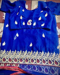 Elegant Blue Embroidered Saree