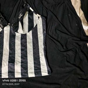 I. Striped Lace Cami Top
