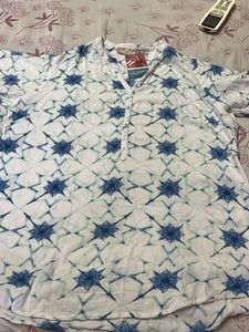 utsa White &amp; Blue Print Top Xl