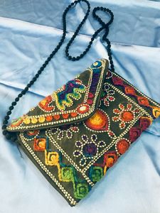 Black Colourfull Print Boho Style Sling