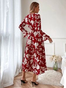 Maroon Mulvari Floral Printed Dress
