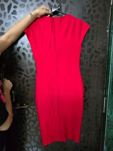 Red Solid Bodycon Dress