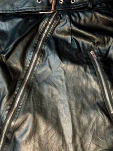 Faux Leather Mini Skirt with Belt