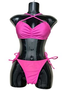 Pink Criss-Cross Bikini Set 85% New imported Brand