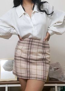 Cute pink Plaid Mini Skirt