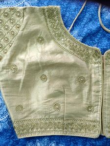 Grand Gold Blouse With Pearl And Embroidery