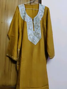 Embroidered Mustard Kurti
