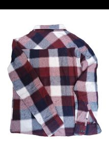 Maroon &amp; navy plaid flannel shirt