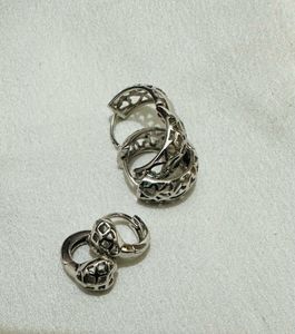 2 Silver Hoop Earrings Anti Tarnish