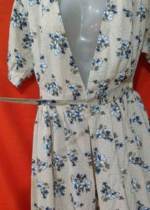 Floral Print Dress🎀✨ With Wrap Up Rope