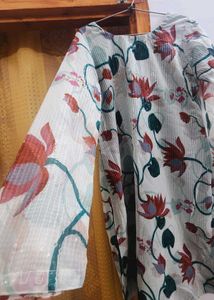 Party Wear 2piece Suit White And Green