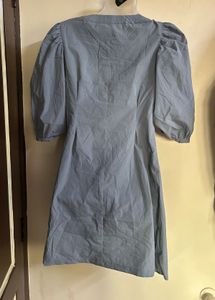 Blue Puff Sleeve Mini Dress