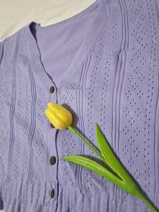 Lilac Knit Cropped Cardigan