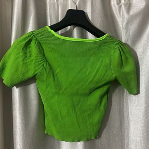 Green Ribbed Top