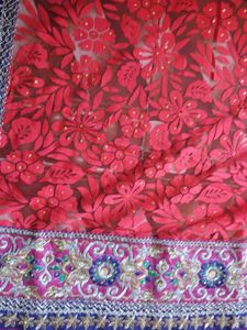 Dark Blue Heavy Embroidery Saree With Blouse