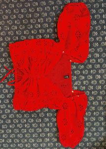 Red Floral Cut Out Top