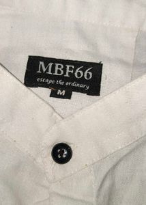 White Mandarin Collar Shirt