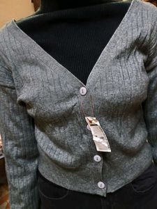 Gray Knit Cardigan