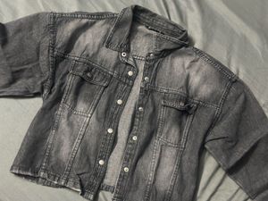 y2k faded grey denim jacket