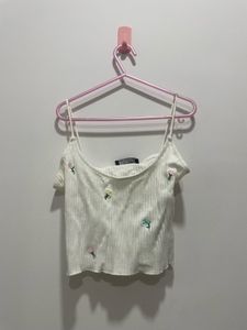 White Floral Tank Top