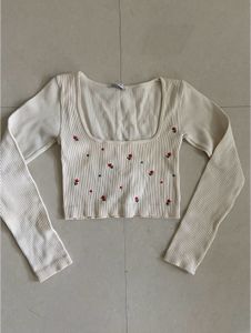 Floral Embroidered Crop Top