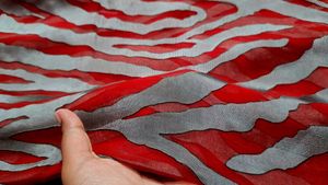 Red &amp; Gray Print Saree With Alterable Blouse