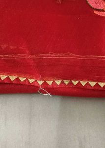 red embroidered saree