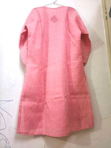 Lucknow Chikankari Embroidered Pink Kurta
