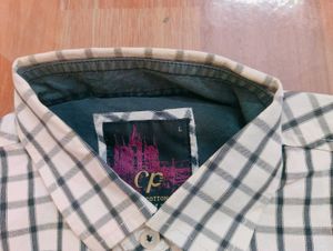 Black And White Check Cotton Men Shirt